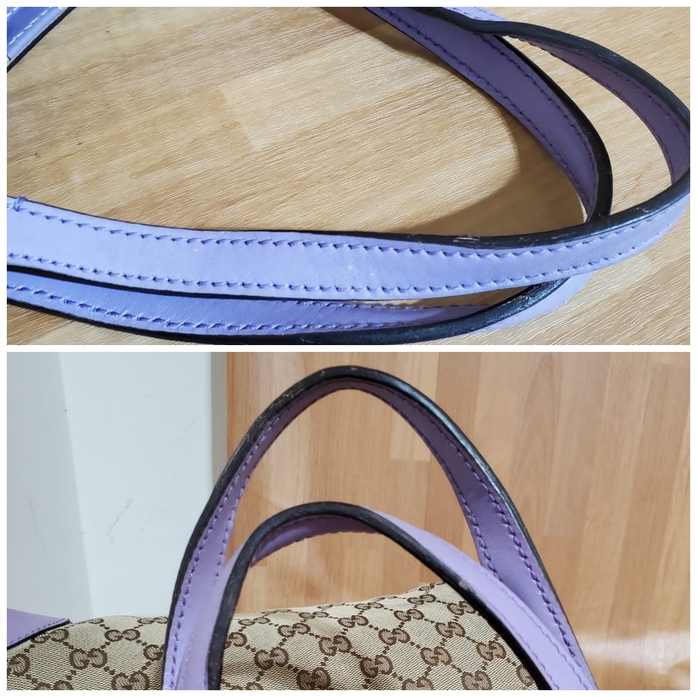 GUCCI Beige/Purple GG Canvas Small Craft Tote Bag - Picture 8 of 10